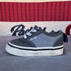 Size 4c - VANS Kids Navy Leather Lace Up Dress Casual Sneakers Skate Shoes